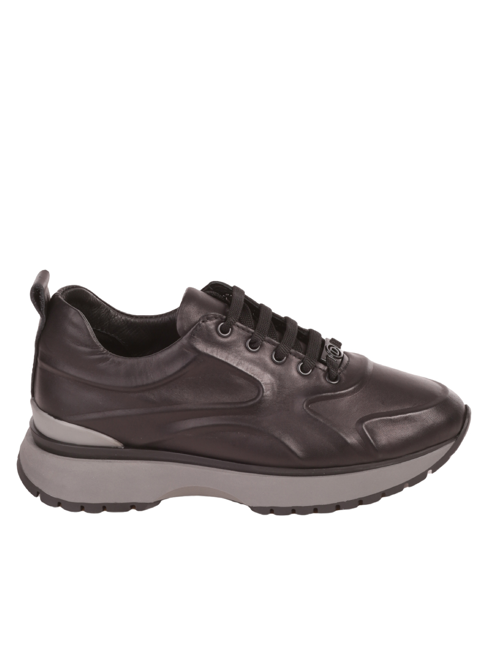 Дамски обувки от естествена кожа в черно 3AT-23696 black/grey