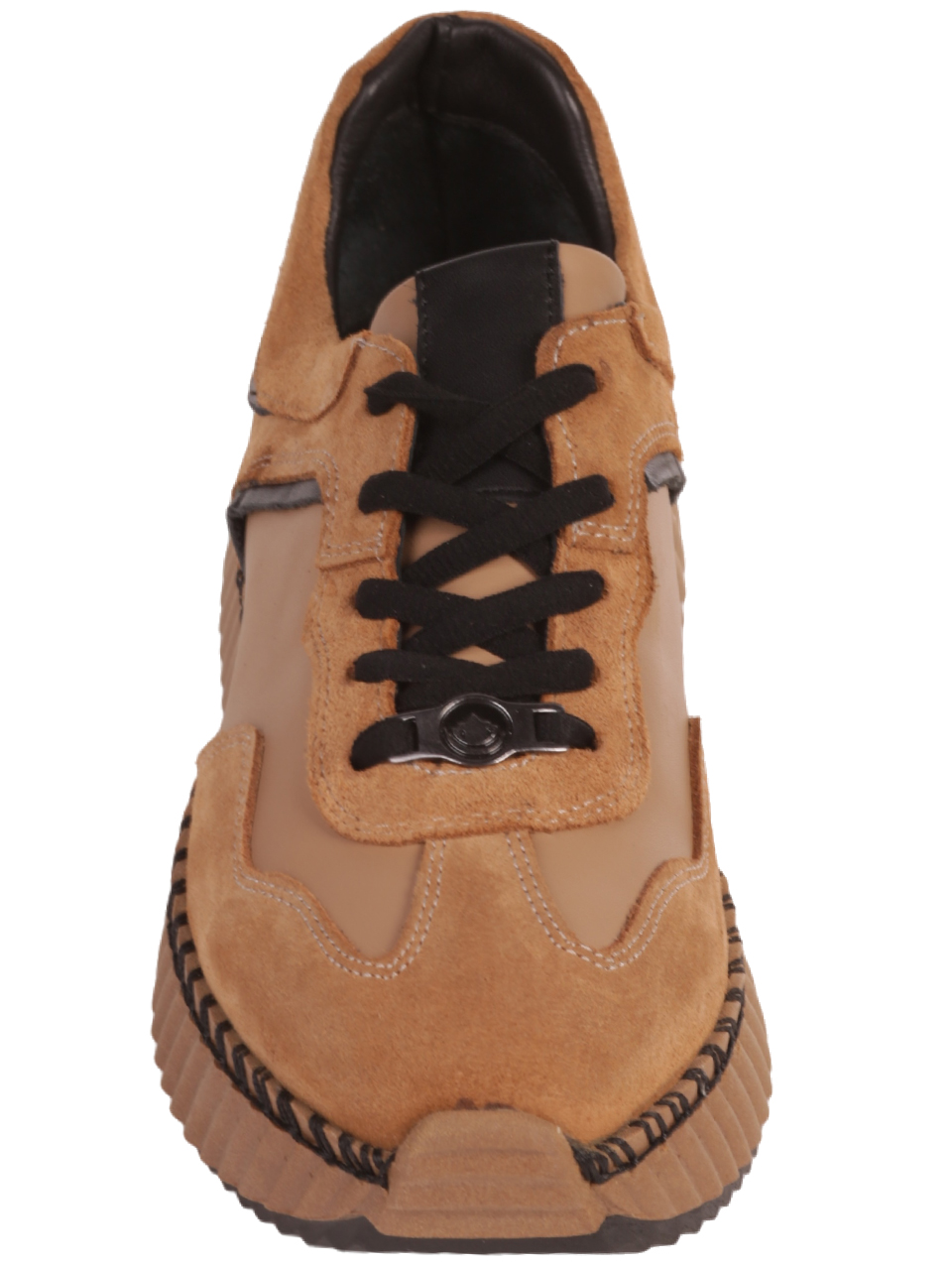 Дамски обувки от естествена кожа и набук в бежово 3AT-23699 beige