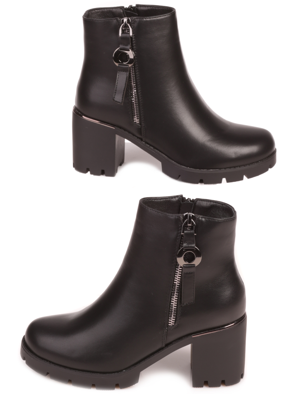 Дамски боти на ток в черно 2R-23502 black