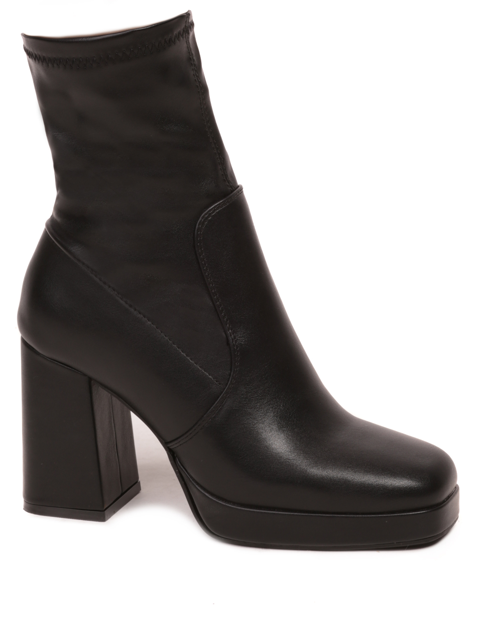 Дамски класически боти в черно 2R-23507 black pu