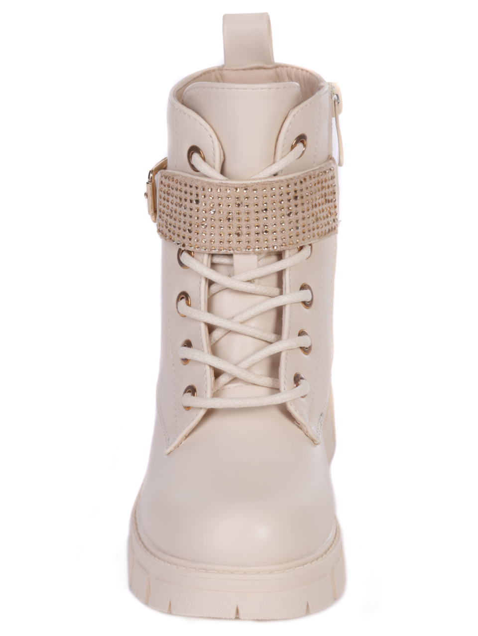 Детски боти с декоративни камъни в бежово 19R-23580 beige