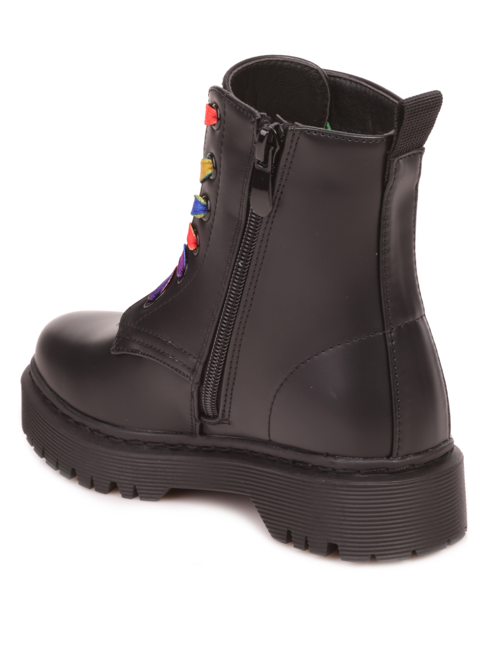 Детски боти в черно с цветни връзки 19R-23581 black