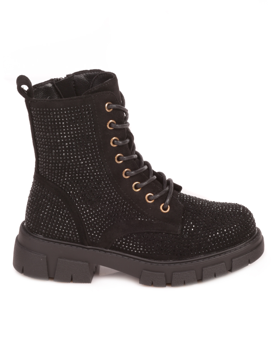 Детски боти в черно с декоративни камъни 19R-23579 black
