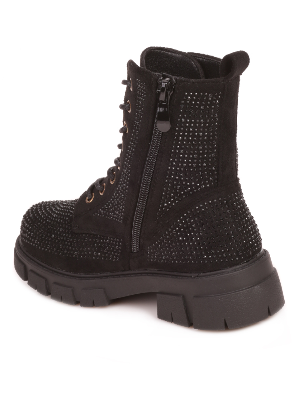 Детски боти в черно с декоративни камъни 19R-23579 black