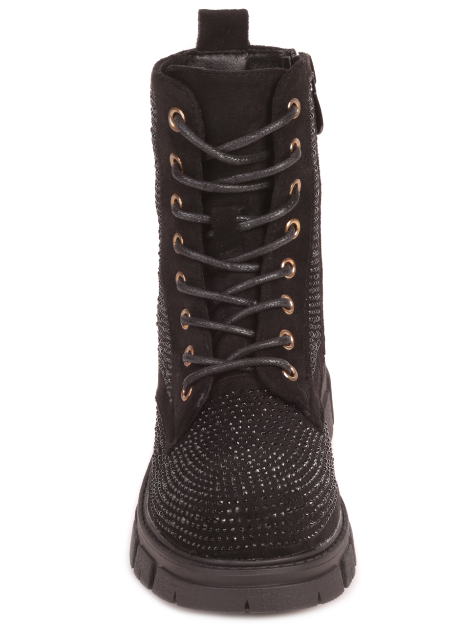 Детски боти в черно с декоративни камъни 19R-23579 black