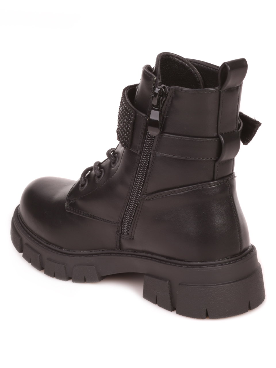 Детски боти с декоративни камъни в черно 19R-23580 black