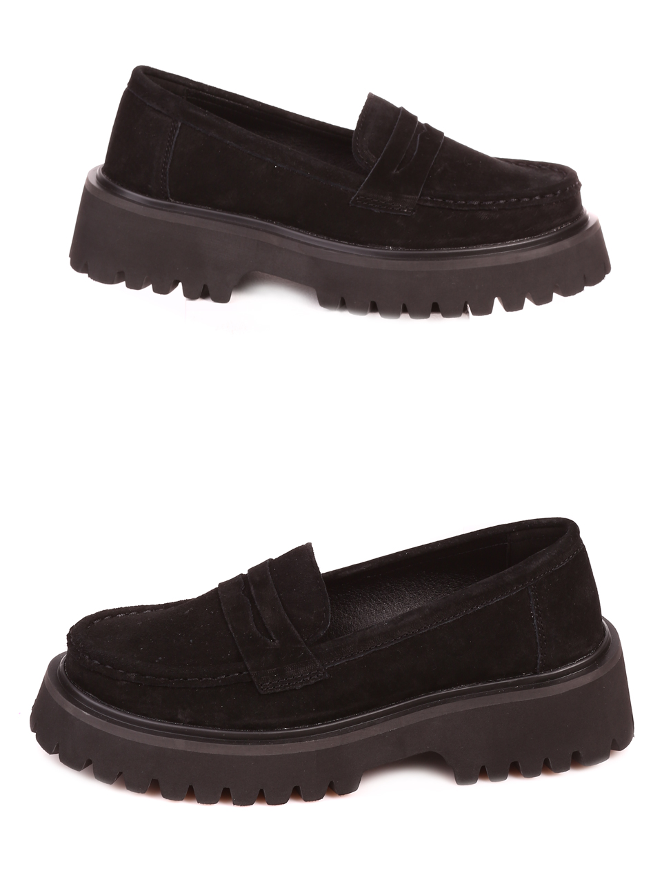 Ежедневни дамски класически мокасини в черно 3AF-23633 black