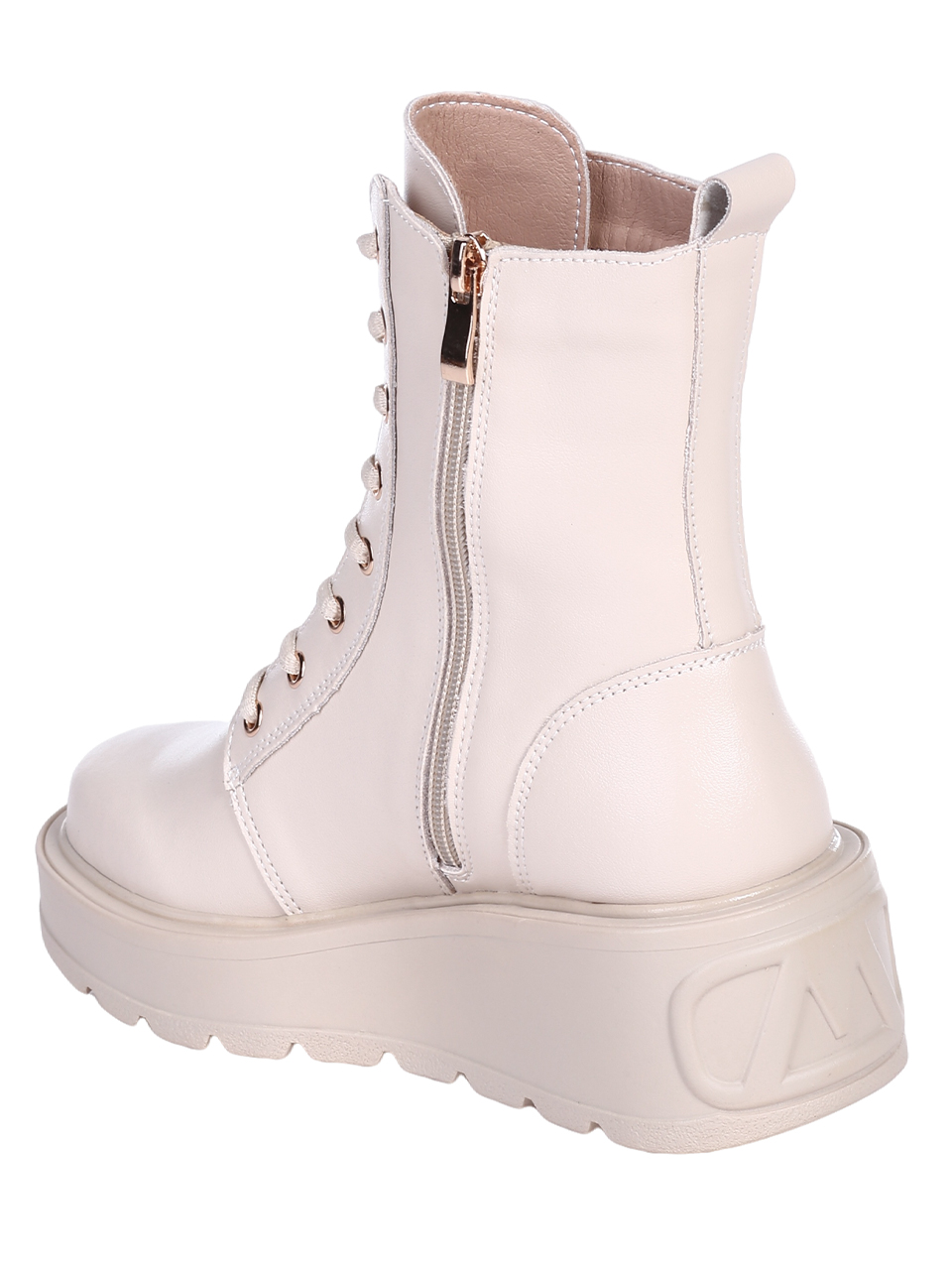 Ежедневни дамски боти от естествена кожа в бежово 2AF-23658 beige