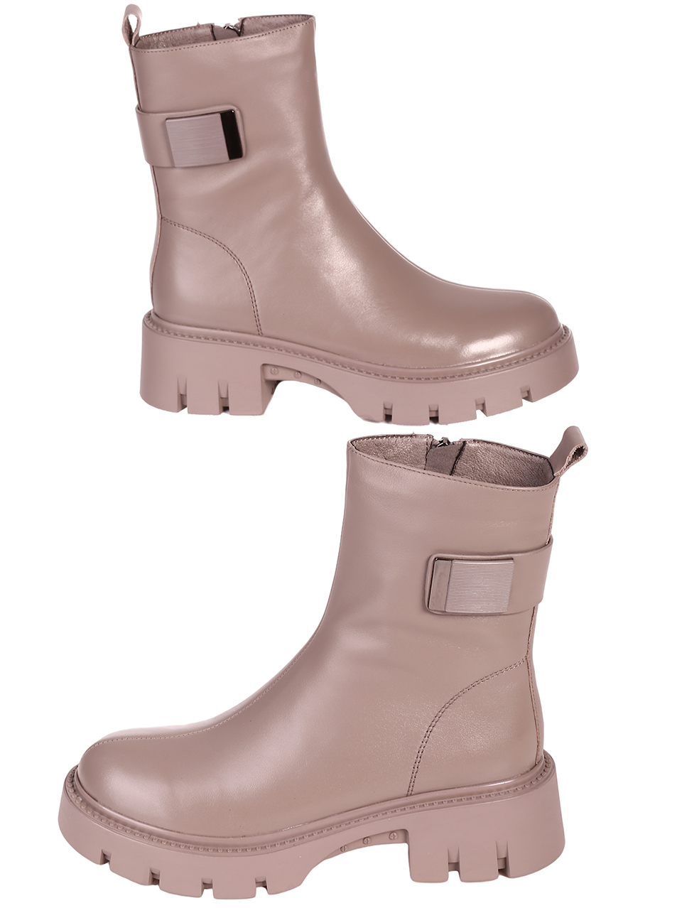 Ежедневни дамски боти от естествена кожа в бежово 2I-23601 beige