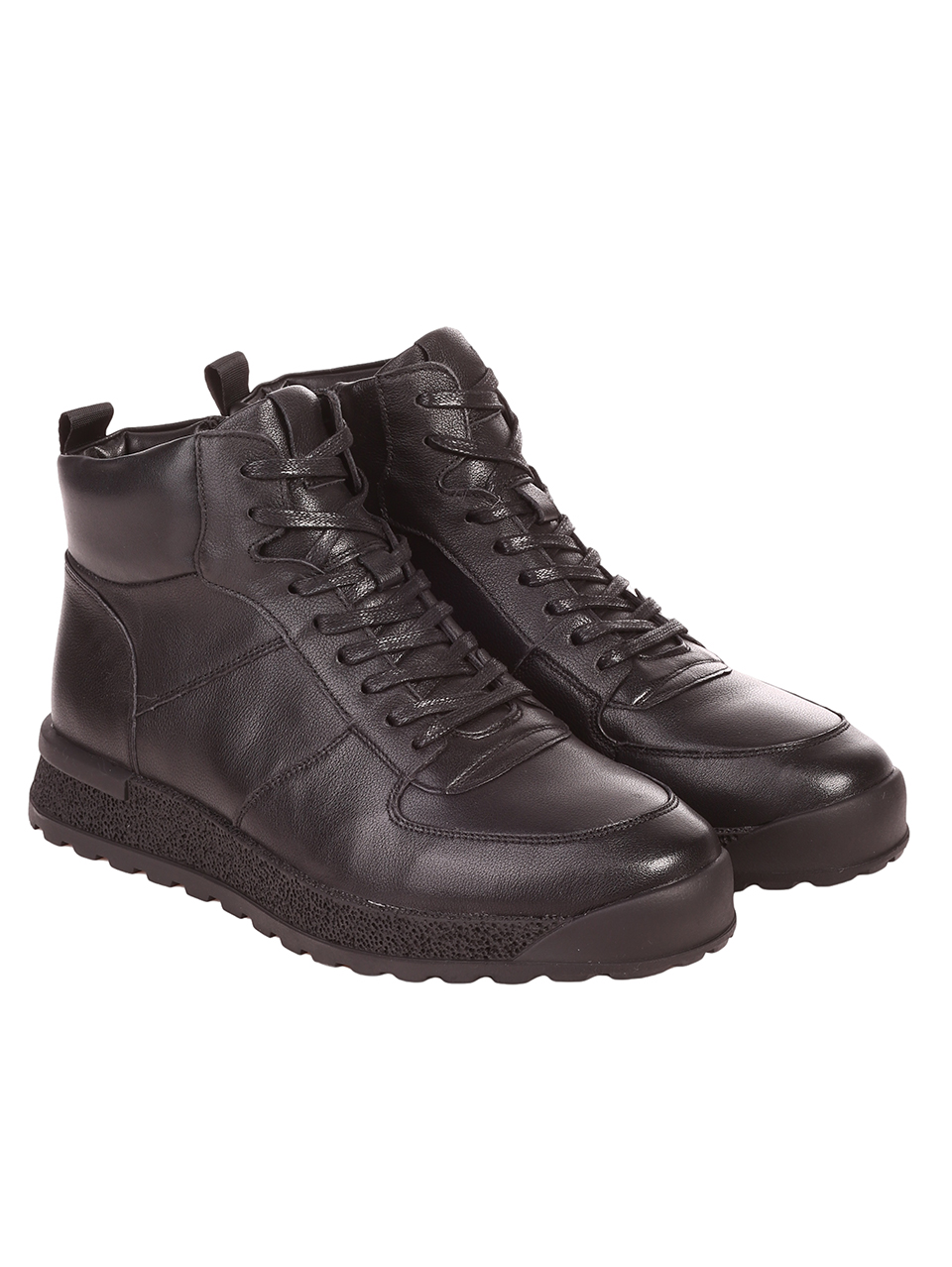 Ежедневни мъжки боти от естествена кожа 6I-23623 black