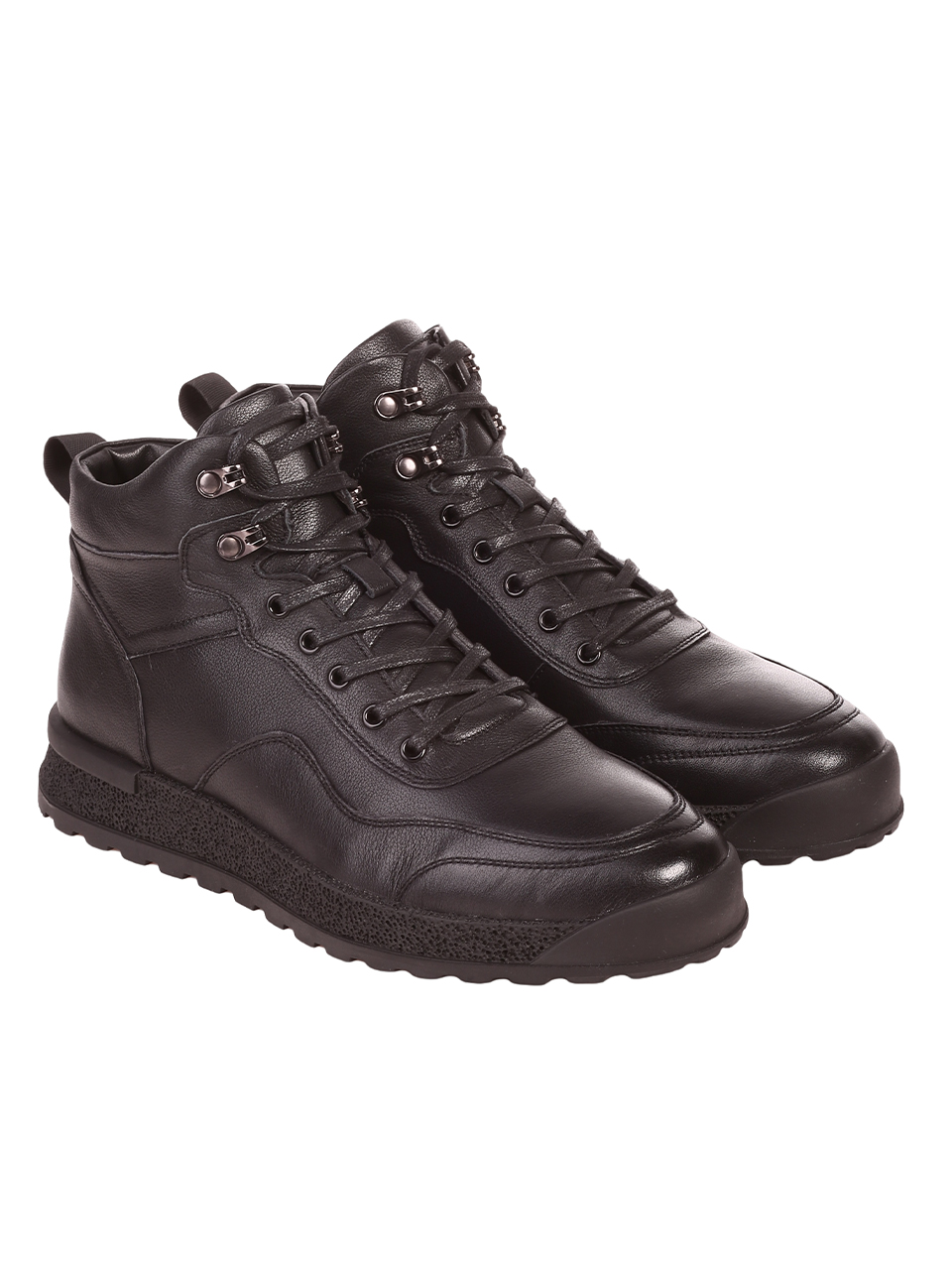 Ежедневни мъжки боти от естествена кожа  6I-23624 black