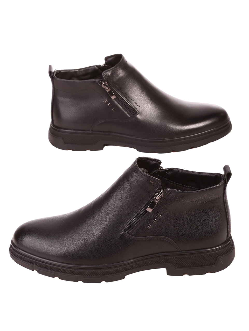 Ежедневни мъжки боти от естествена кожа  6I-23628 black
