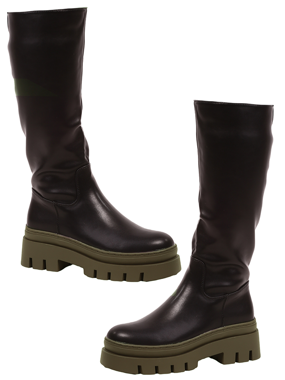 Ежедневни дамски ботуши в черно и зелено 1R-23576 black/green