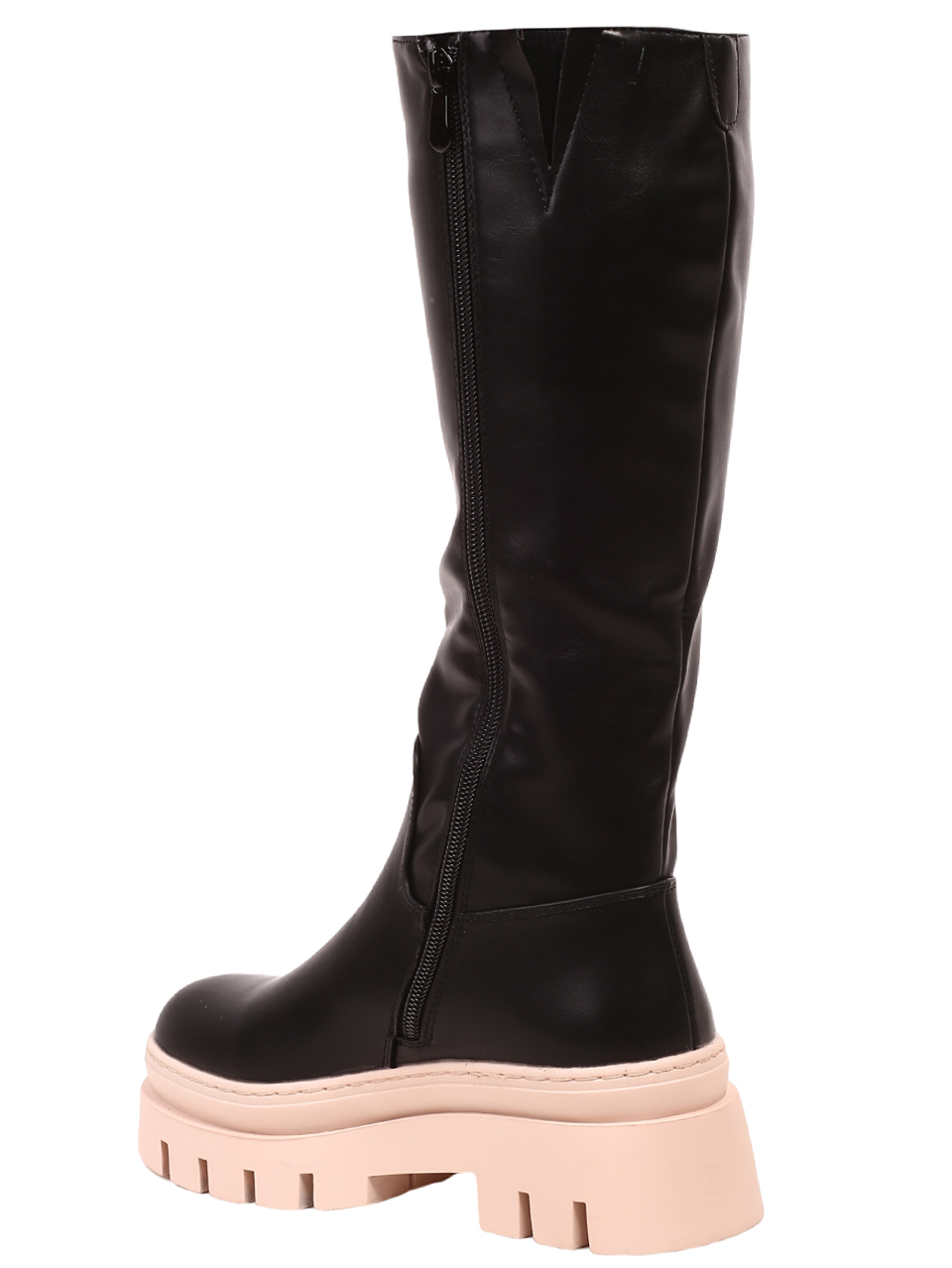 Ежедневни дамски ботуши в черно и бежово 1R-23576 black/beige