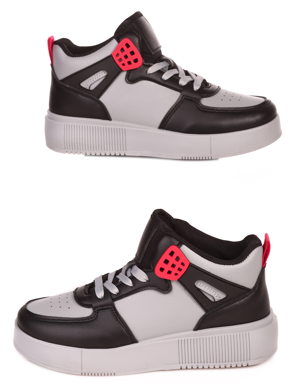 Ежедневни юношески кецове в черно и сиво 14U-23572 black/grey