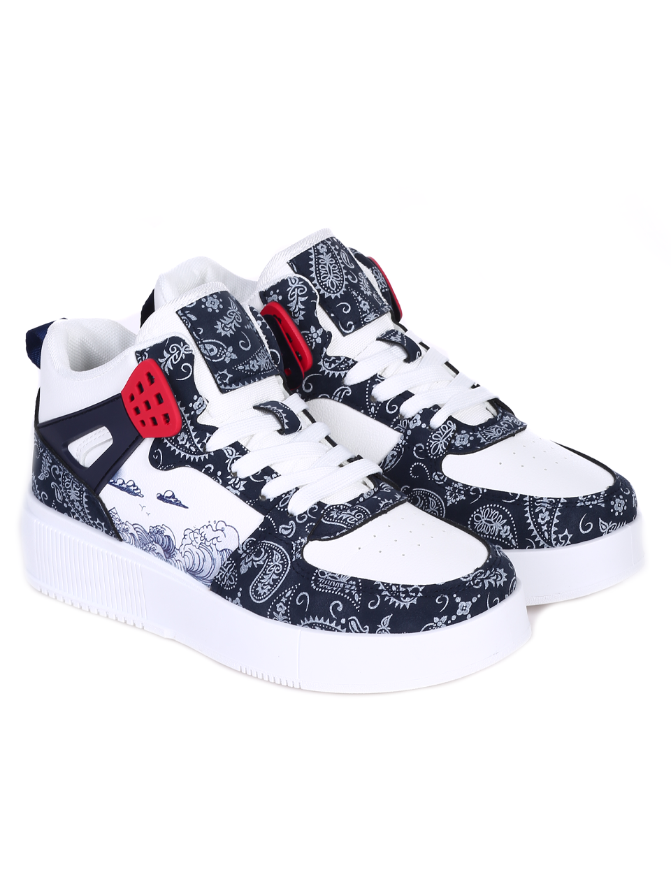 Ежедневни юношески кецове в цвят нави и бяло 14U-23572 white/navy