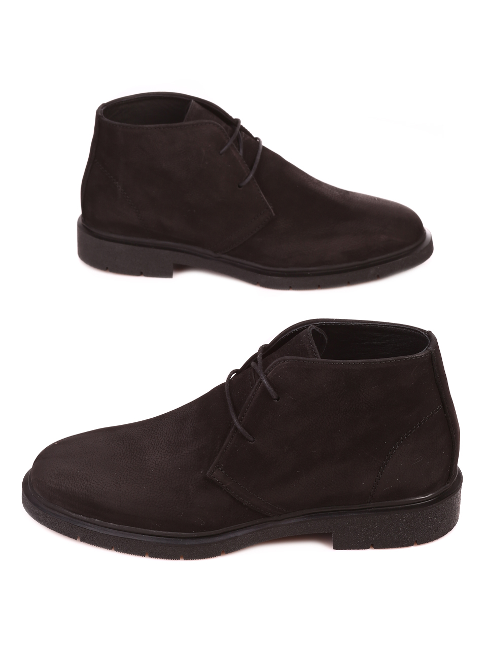 Елегантни мъжки боти от набук в черно 6AT-23777 black 