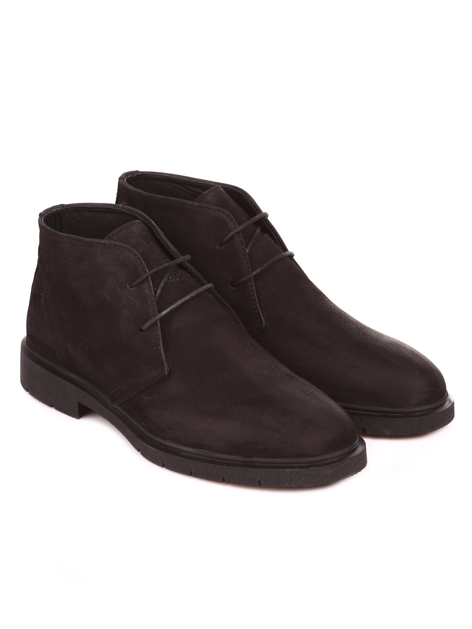 Елегантни мъжки боти от набук в черно 6AT-23777 black 