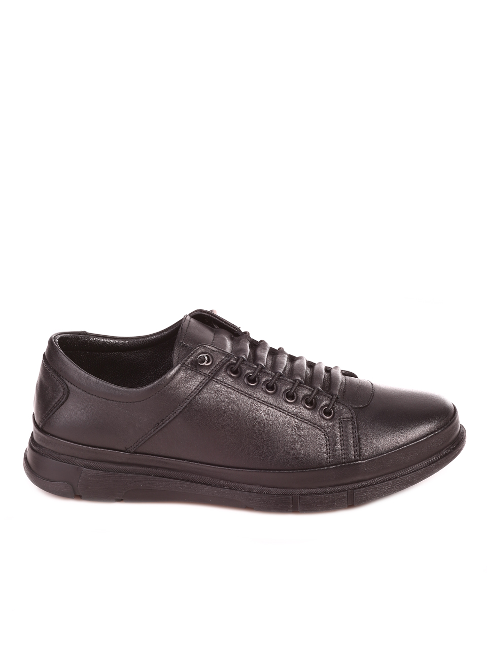 Eжедневни мъжки обувки от естествена кожа в черно 7AT-23780 black (21842)
