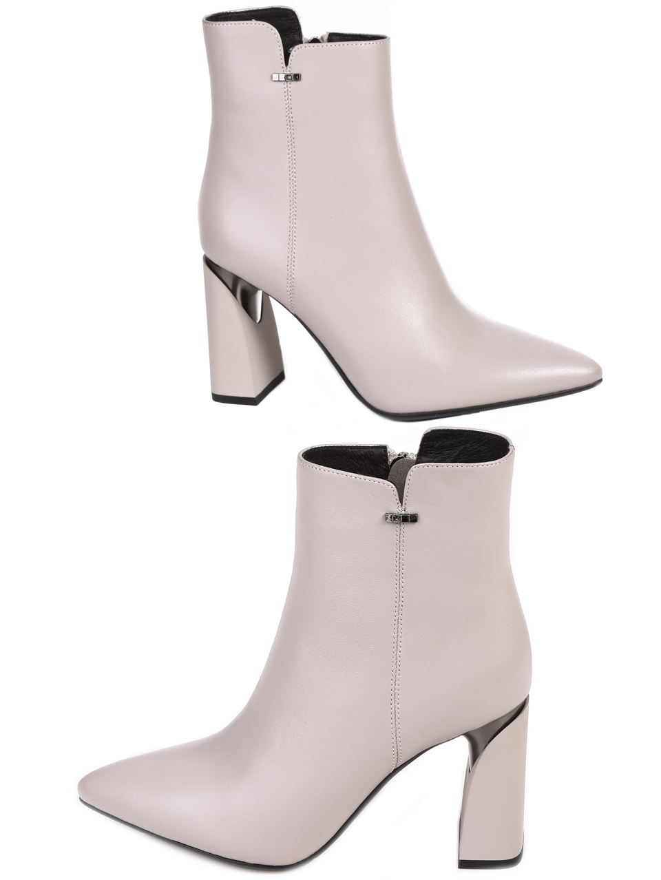 Елегантни дамски боти от естествена кожа в сиво 2I-23610 beige/grey
