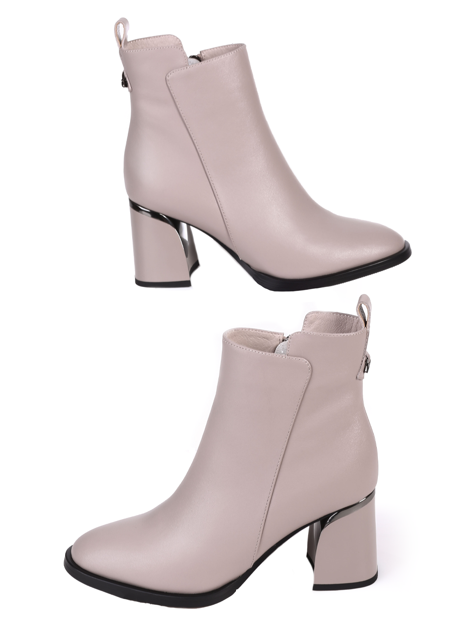 Елегантни дамски боти от естествена кожа в сиво 2I-23616 beige/grey