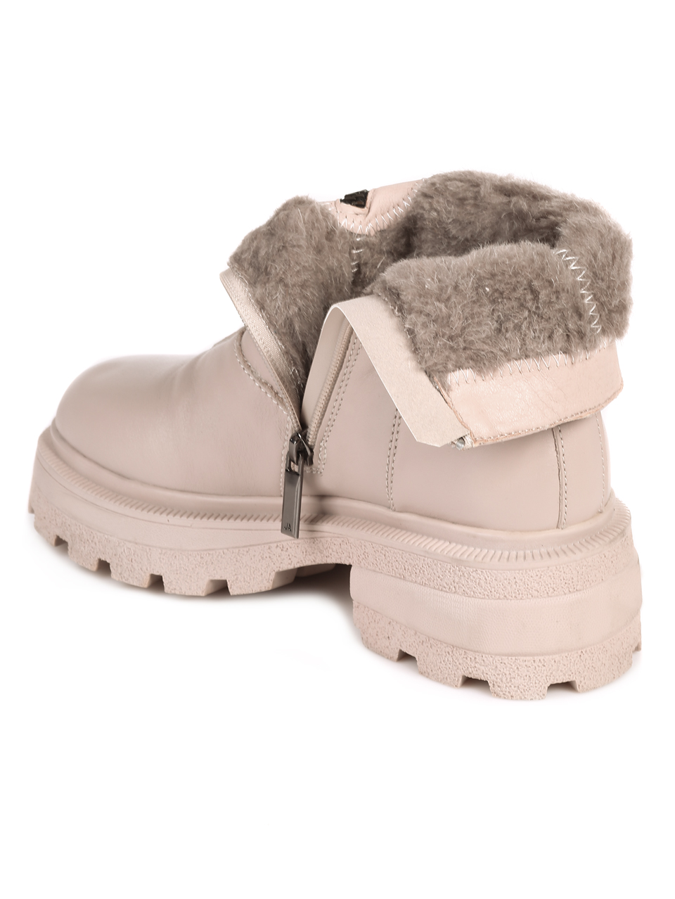 Eжедневни дамски боти от естествена кожа в бежово 1015-Y25-4 beige