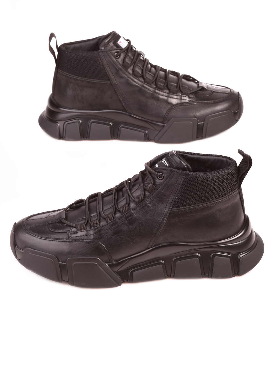 Eжедневни мъжки обувки от естествена кожа в черно 16076 black/grey