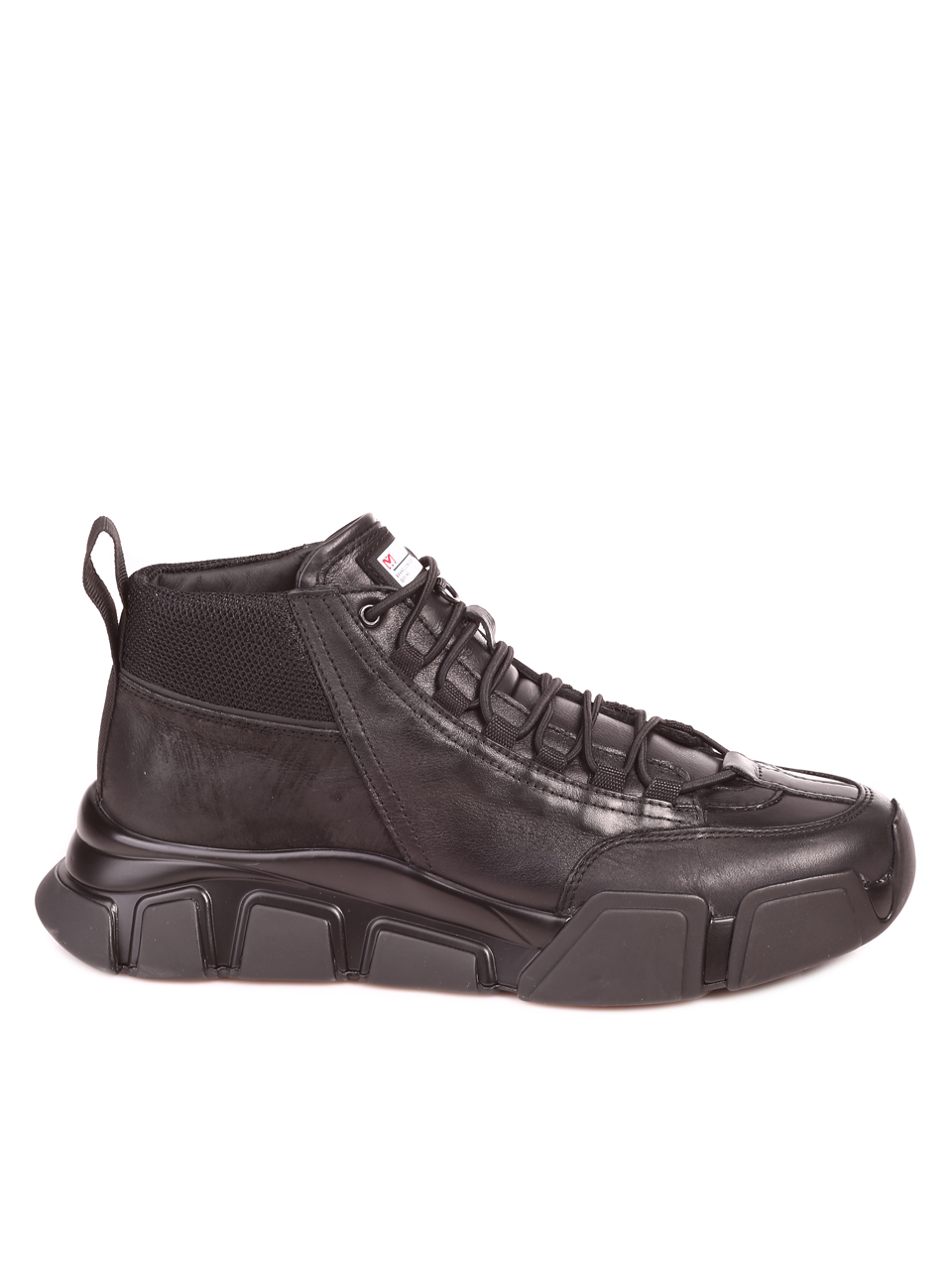 Eжедневни мъжки обувки от естествена кожа в черно 16076 black/grey