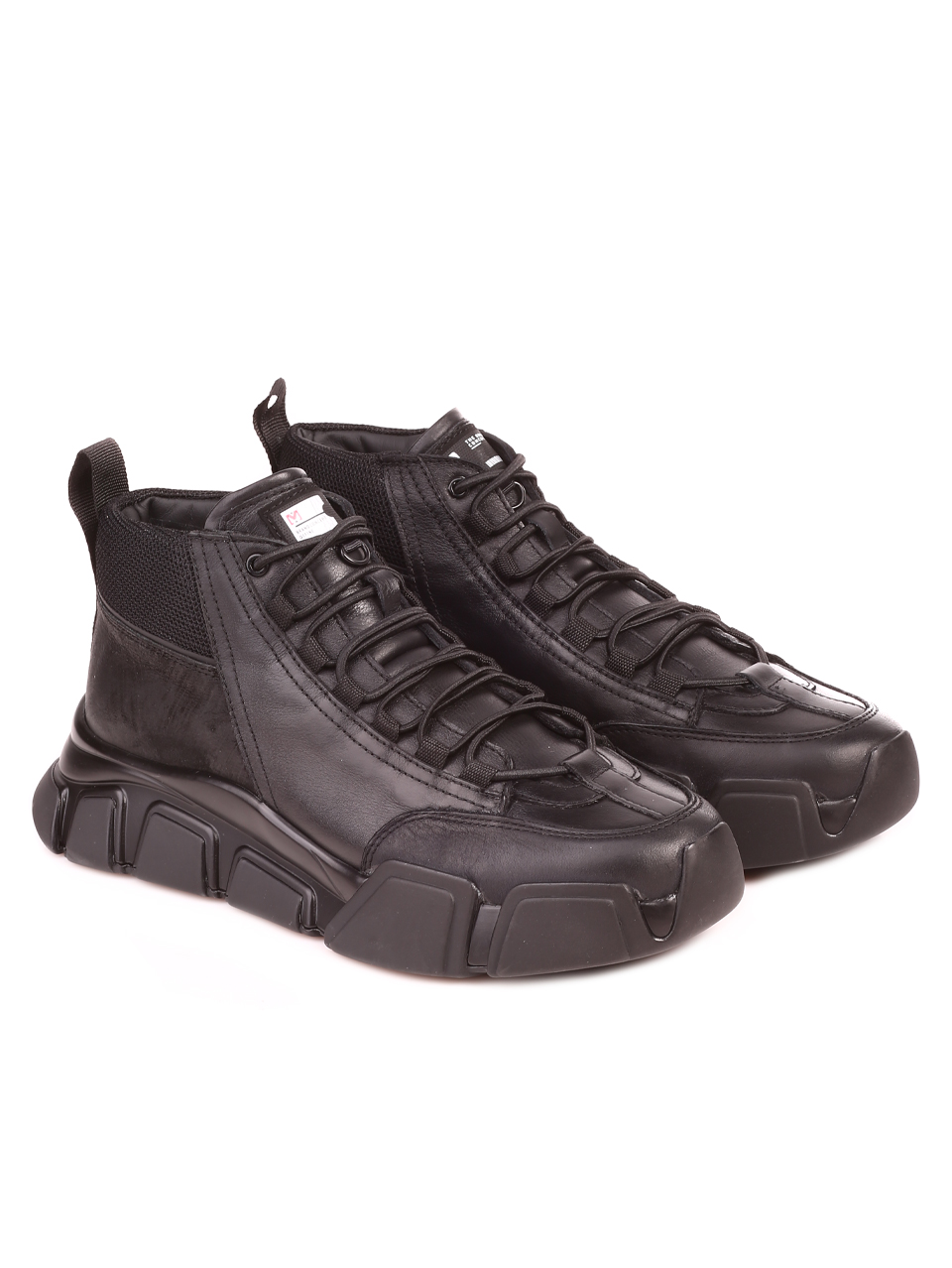Eжедневни мъжки обувки от естествена кожа в черно 16076 black/grey