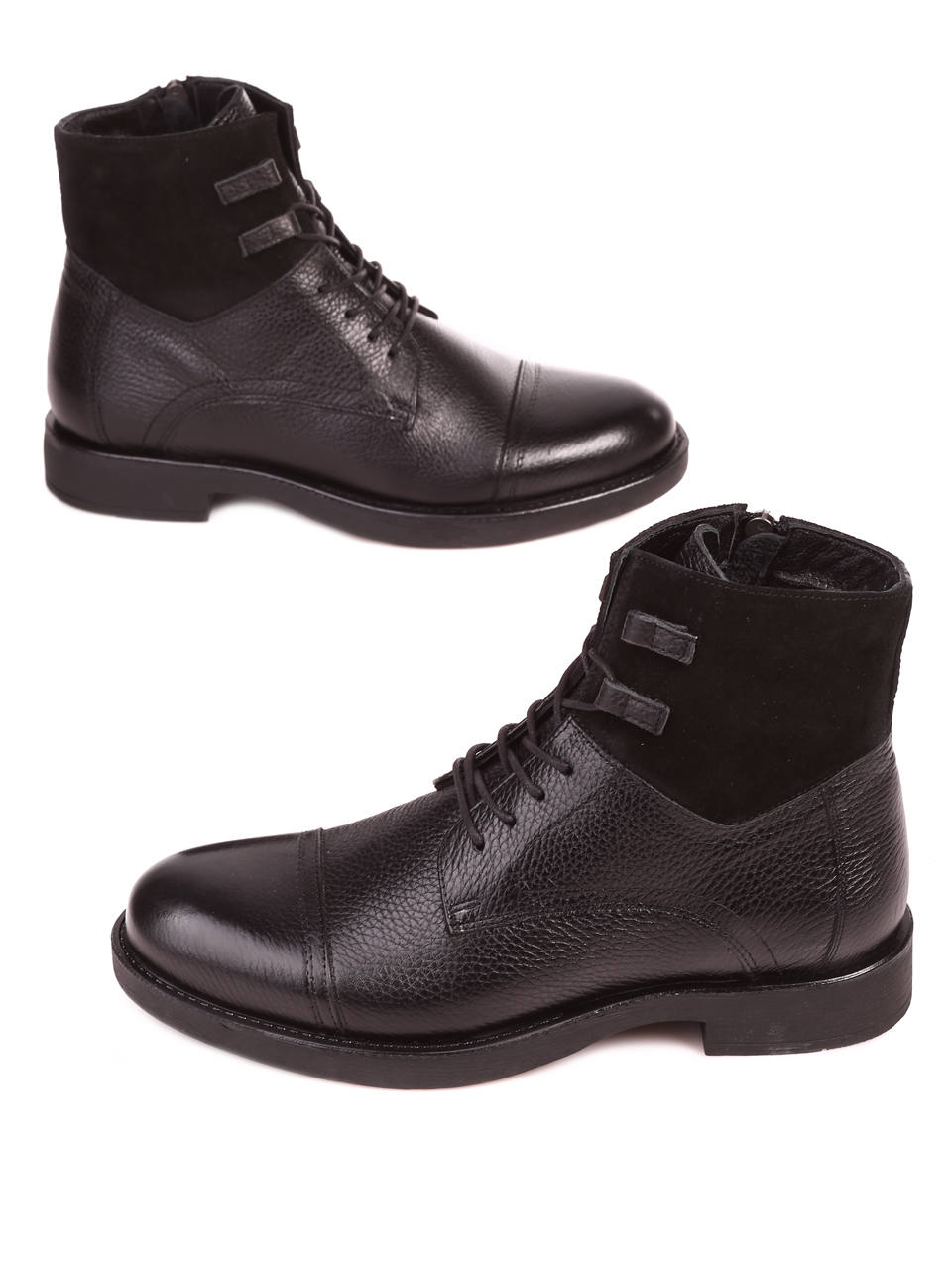 Mъжки боти от естествена кожа в черно 6AT-23781 black 