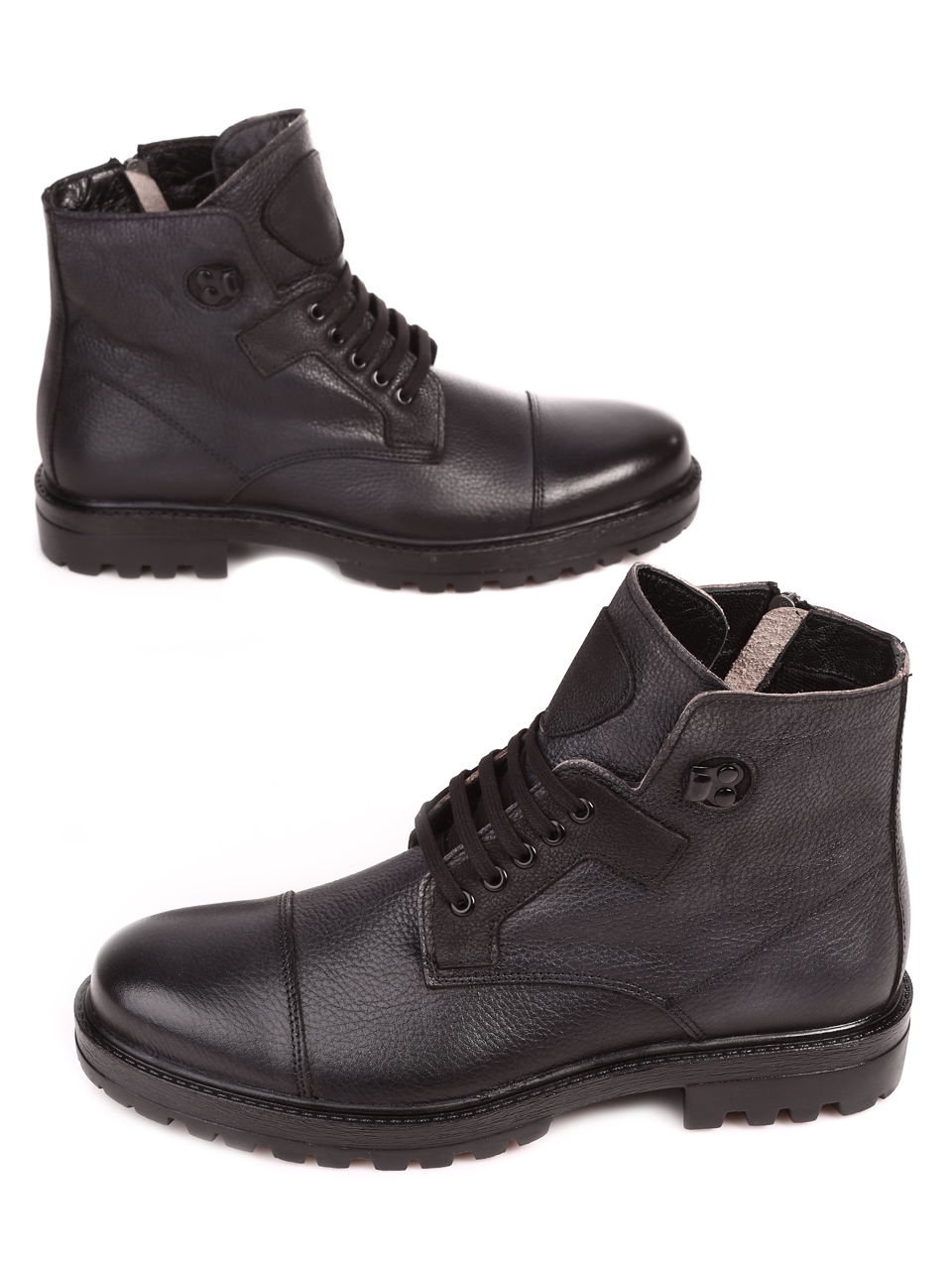 Мъжки боти от естествена кожа в черно 6AT-23785 black