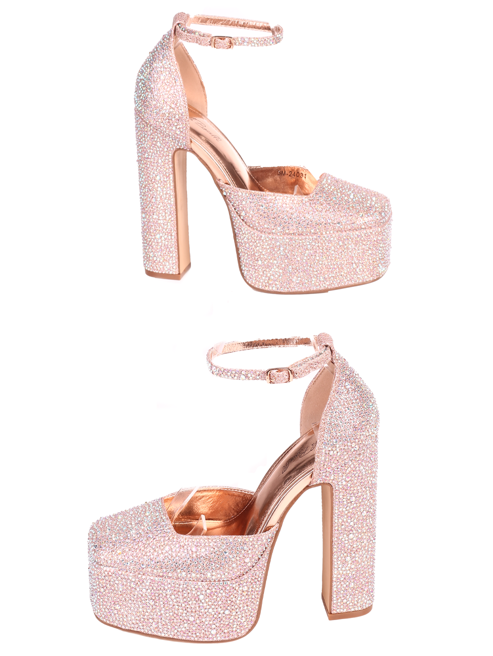 Елегантни дамски обувки в златист/розов цвят 3M-24031 rose gold