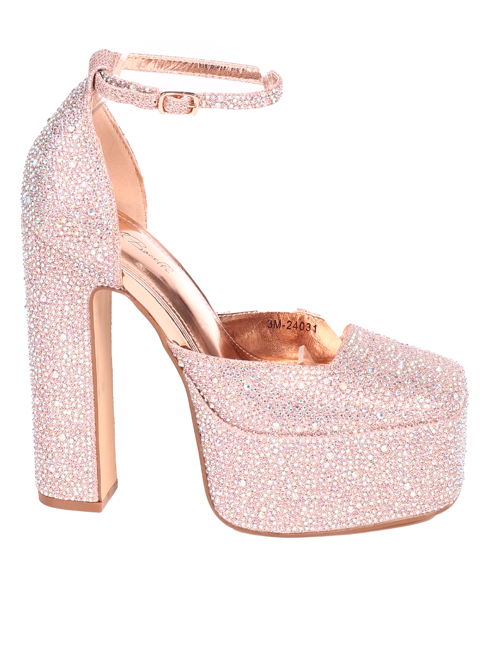 Елегантни дамски обувки в златист/розов цвят 3M-24031 rose gold