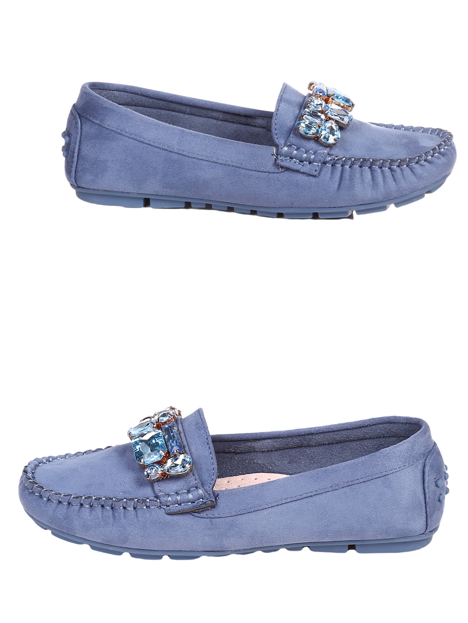 Ежедневни дамски мокасини в синьо 3M-24016 blue
