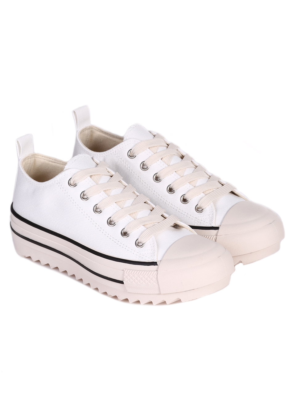 Ежедневни дамски кецове на платформа в бяло 3U-24080 white
