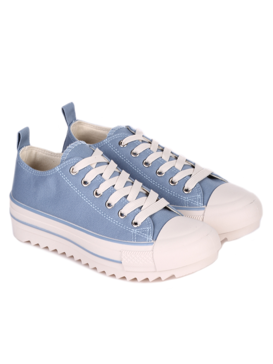 Ежедневни дамски кецове на платформа в синьо 3U-24080 blue