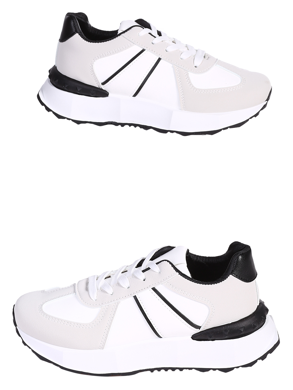 Ежедневни дамски обувки в бял/черен цвят 3U-24001 off white/black