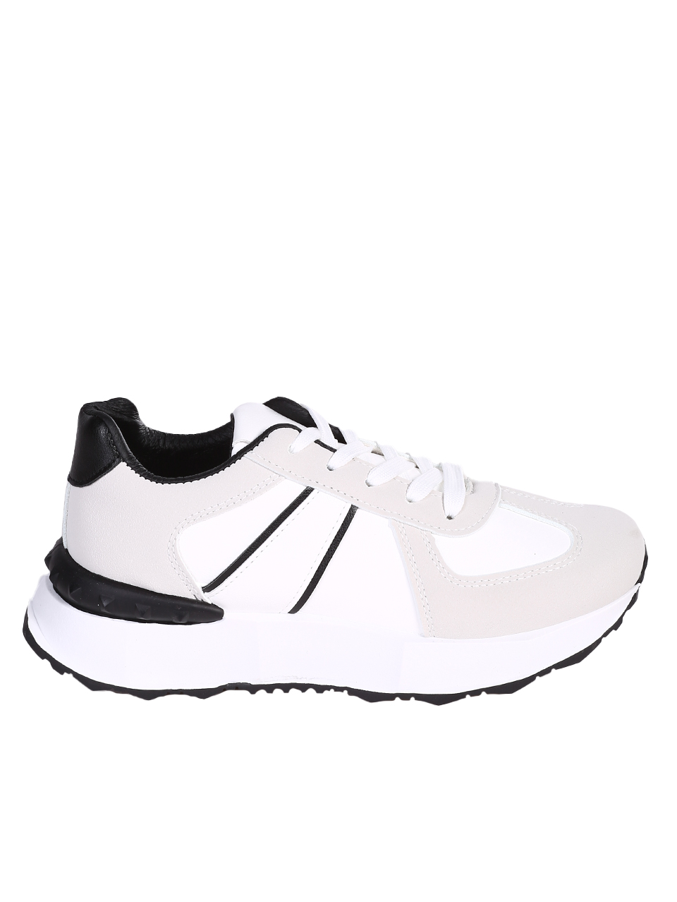 Ежедневни дамски обувки в бял/черен цвят 3U-24001 off white/black