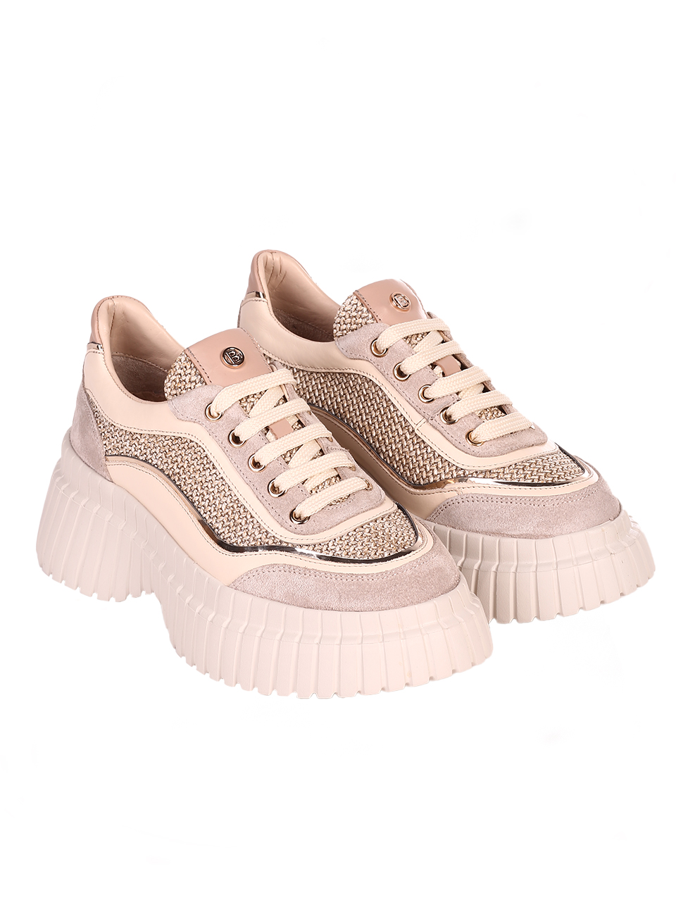 Ежедневни дамски обувки от естествена кожа и велур 3AT-24330 beige