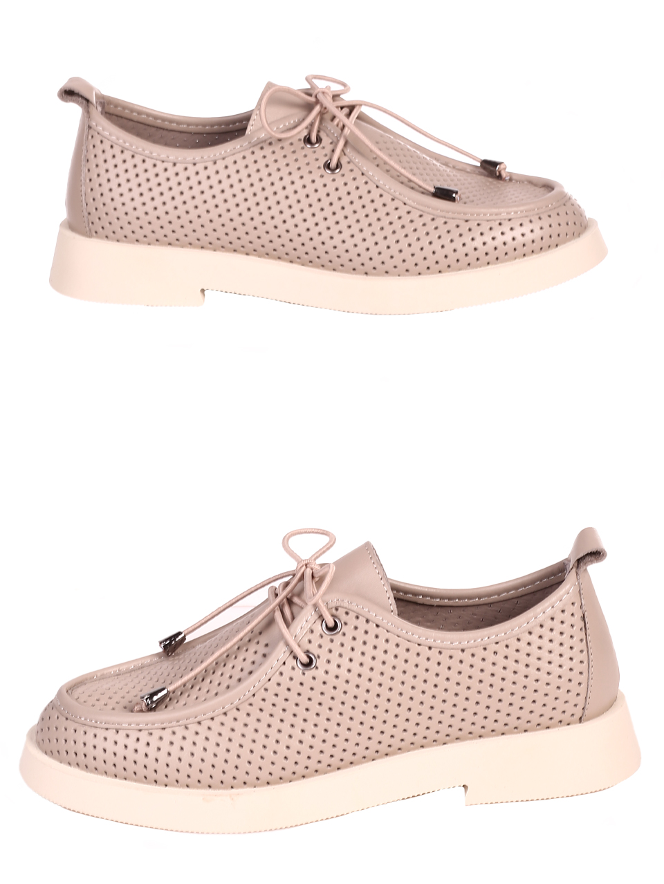 Ежедневни дамски обувки от естествена кожа в бежово 3AT-24337 beige