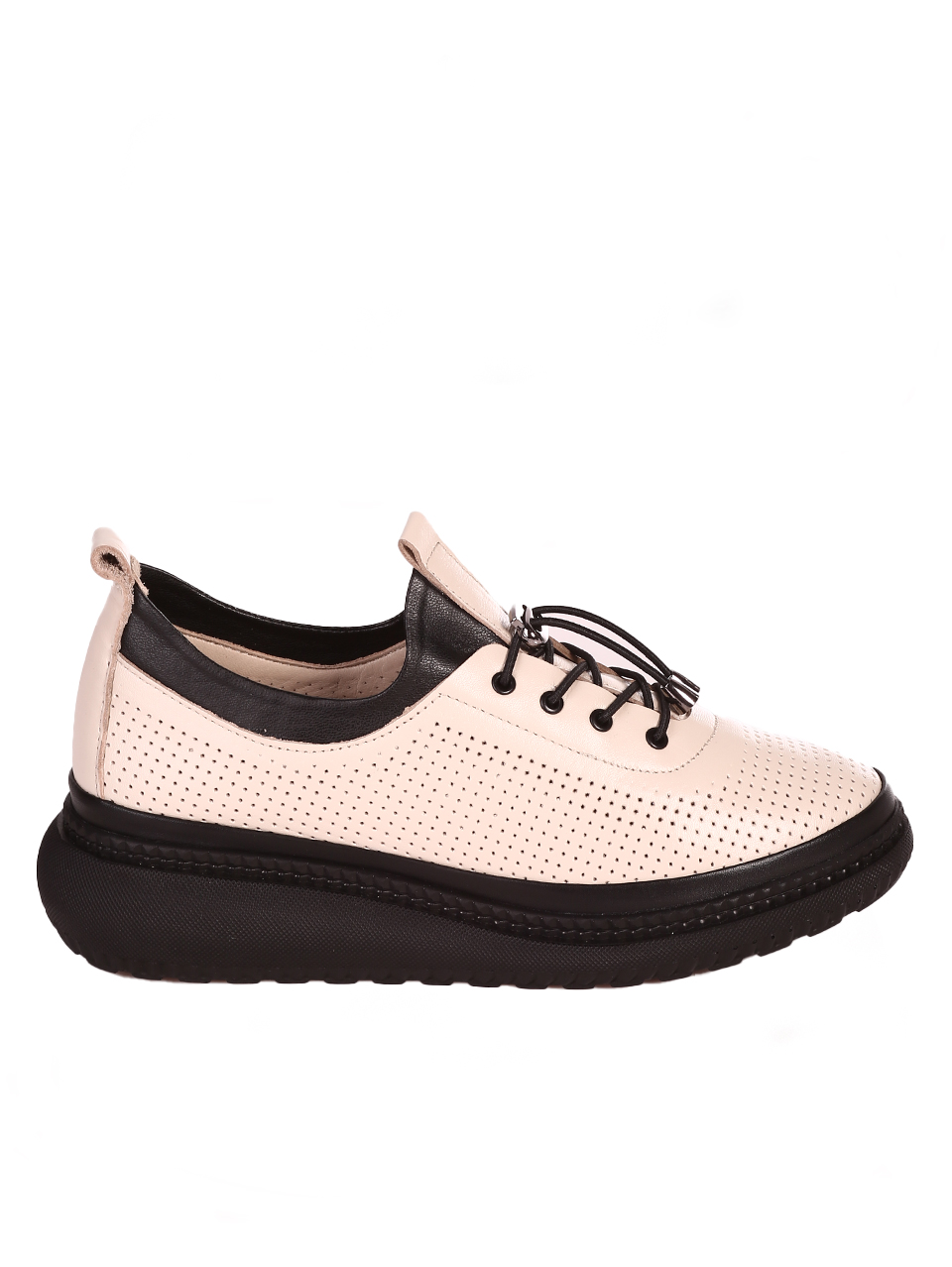 Ежедневни дамски обувки на платформа от естествена кожа 3AT-24338 beige