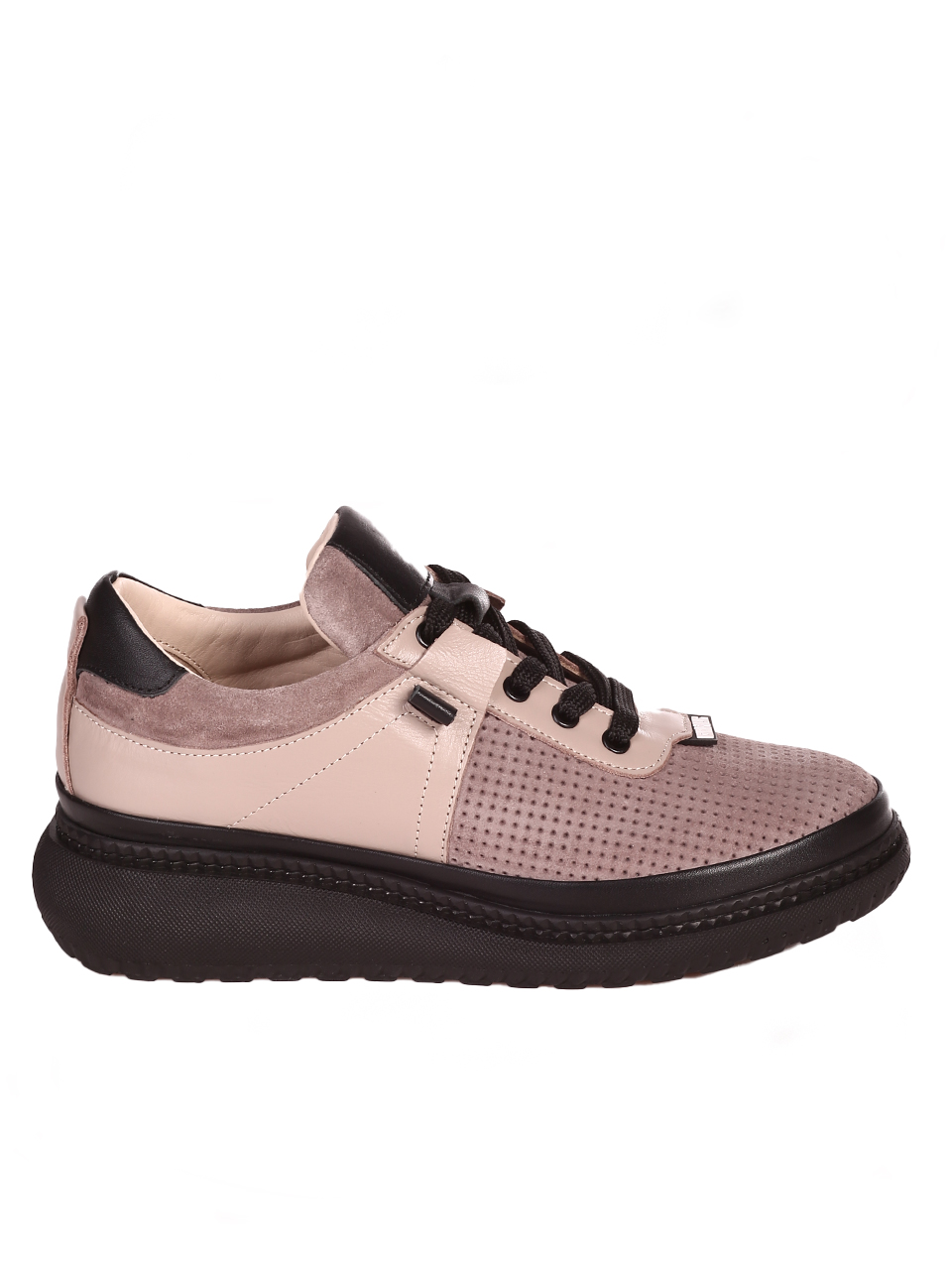 Ежедневни дамски обувки от естествена кожа и набук 3AT-24339 beige