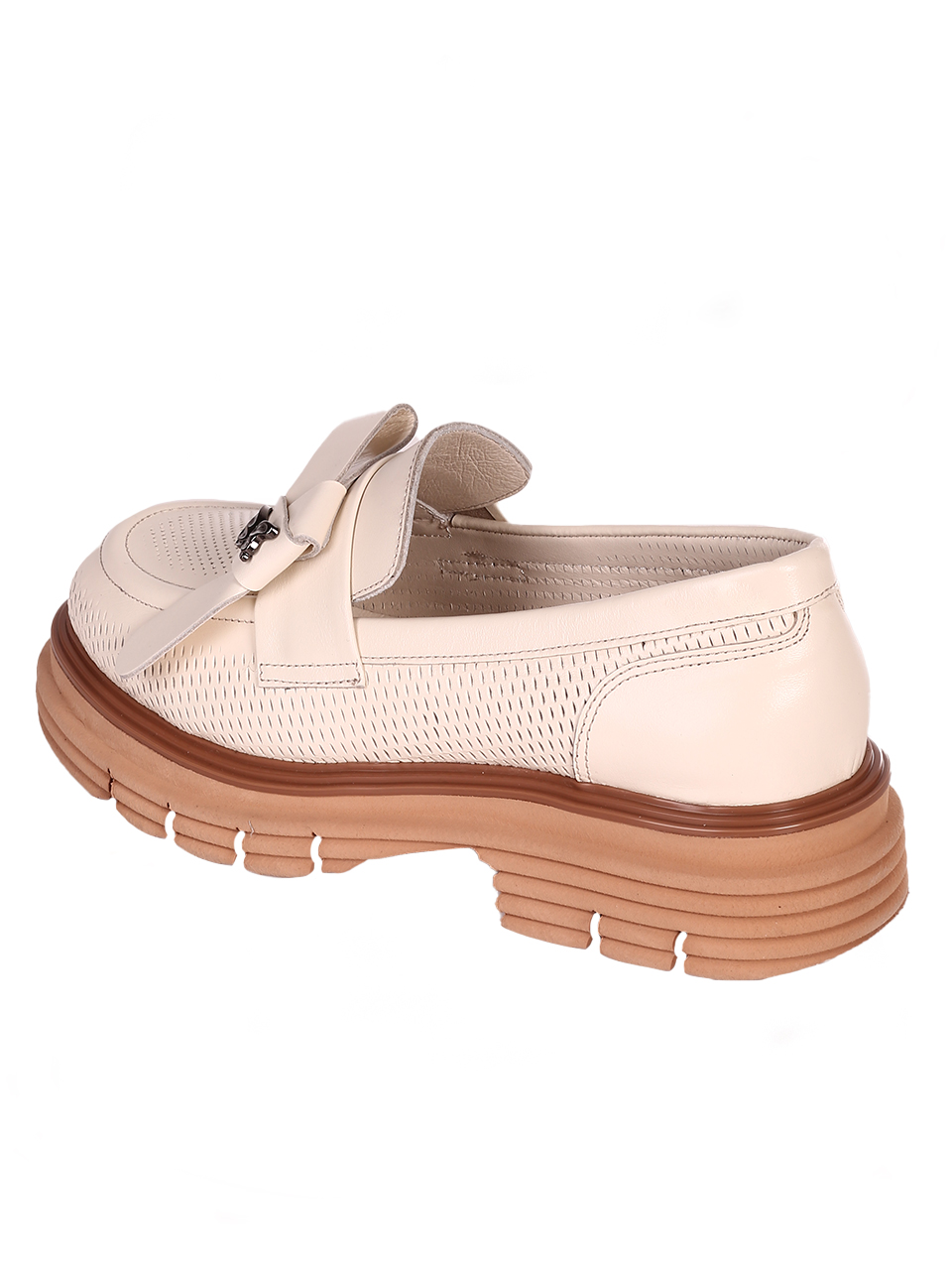  Дамски мокасини от естествена кожа в бежово 3AT-24340 beige