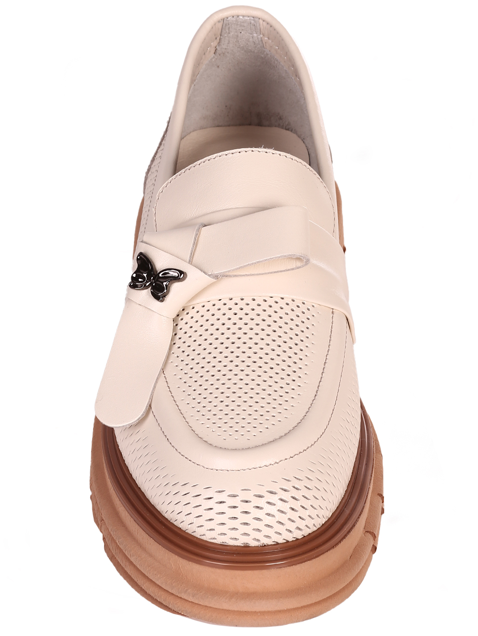  Дамски мокасини от естествена кожа в бежово 3AT-24340 beige