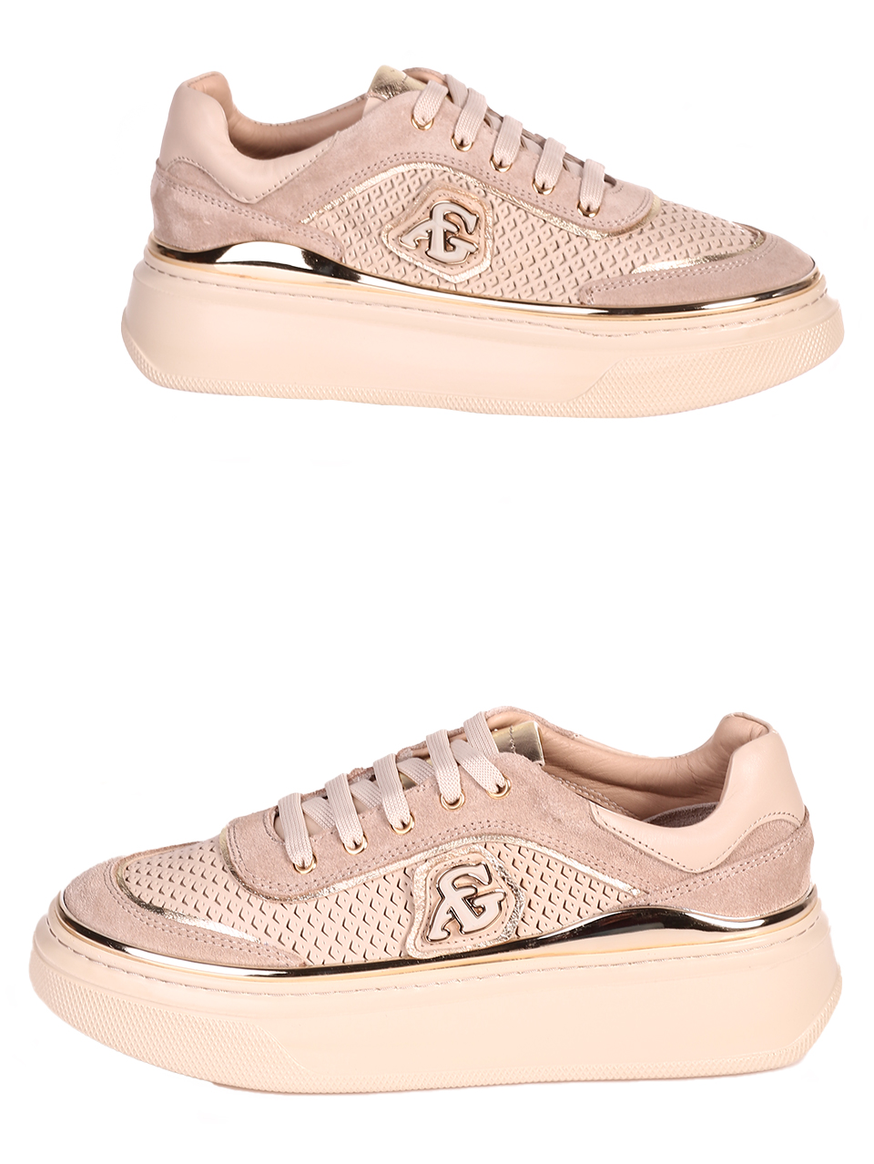Ежедневни дамски обувки от естествена кожа и велур 3AT-24342 beige