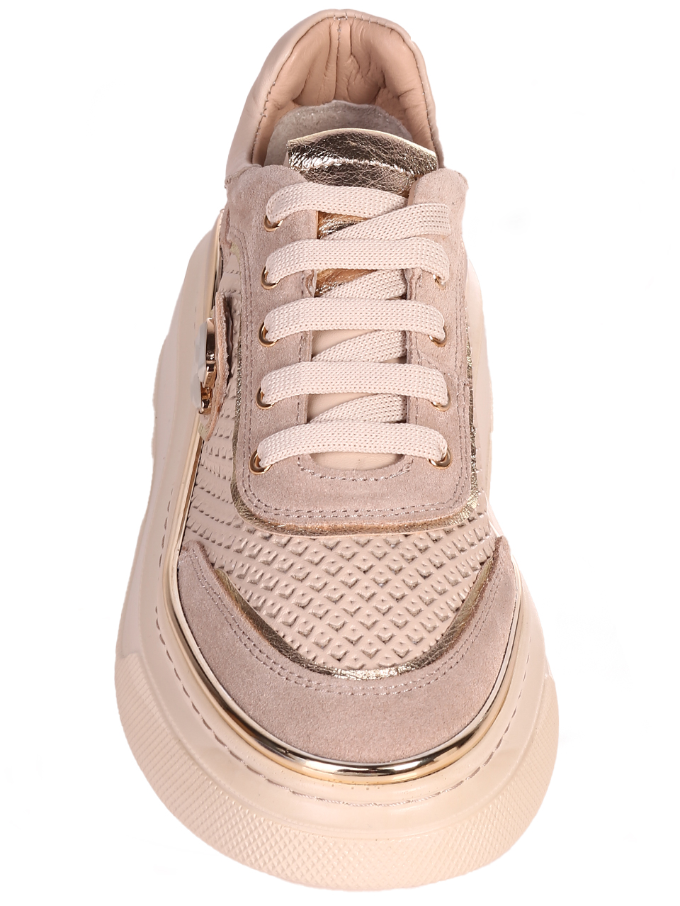 Ежедневни дамски обувки от естествена кожа и велур 3AT-24342 beige