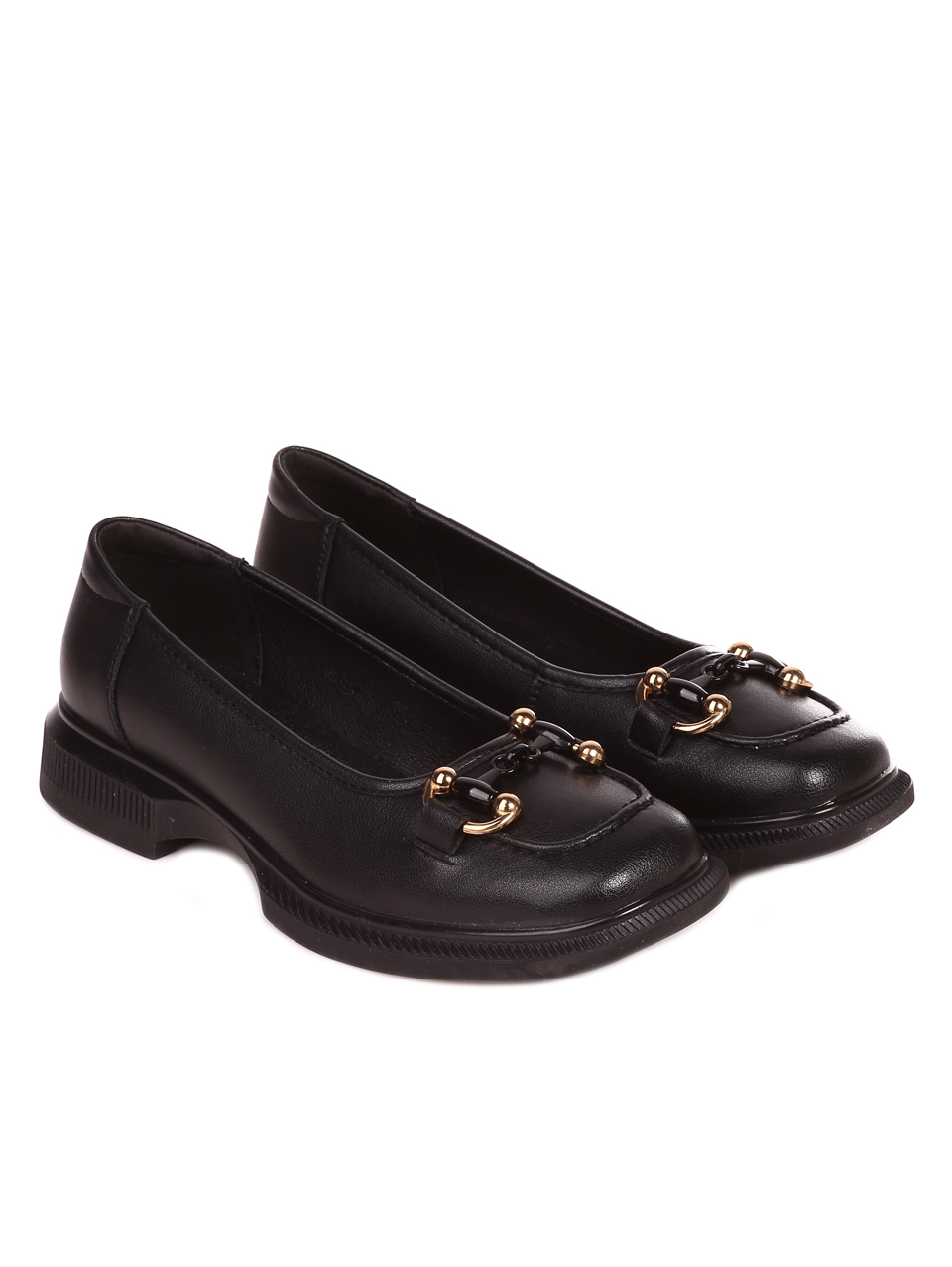 Дамски мокасини от естествена кожа в черно 3AF-24097 black