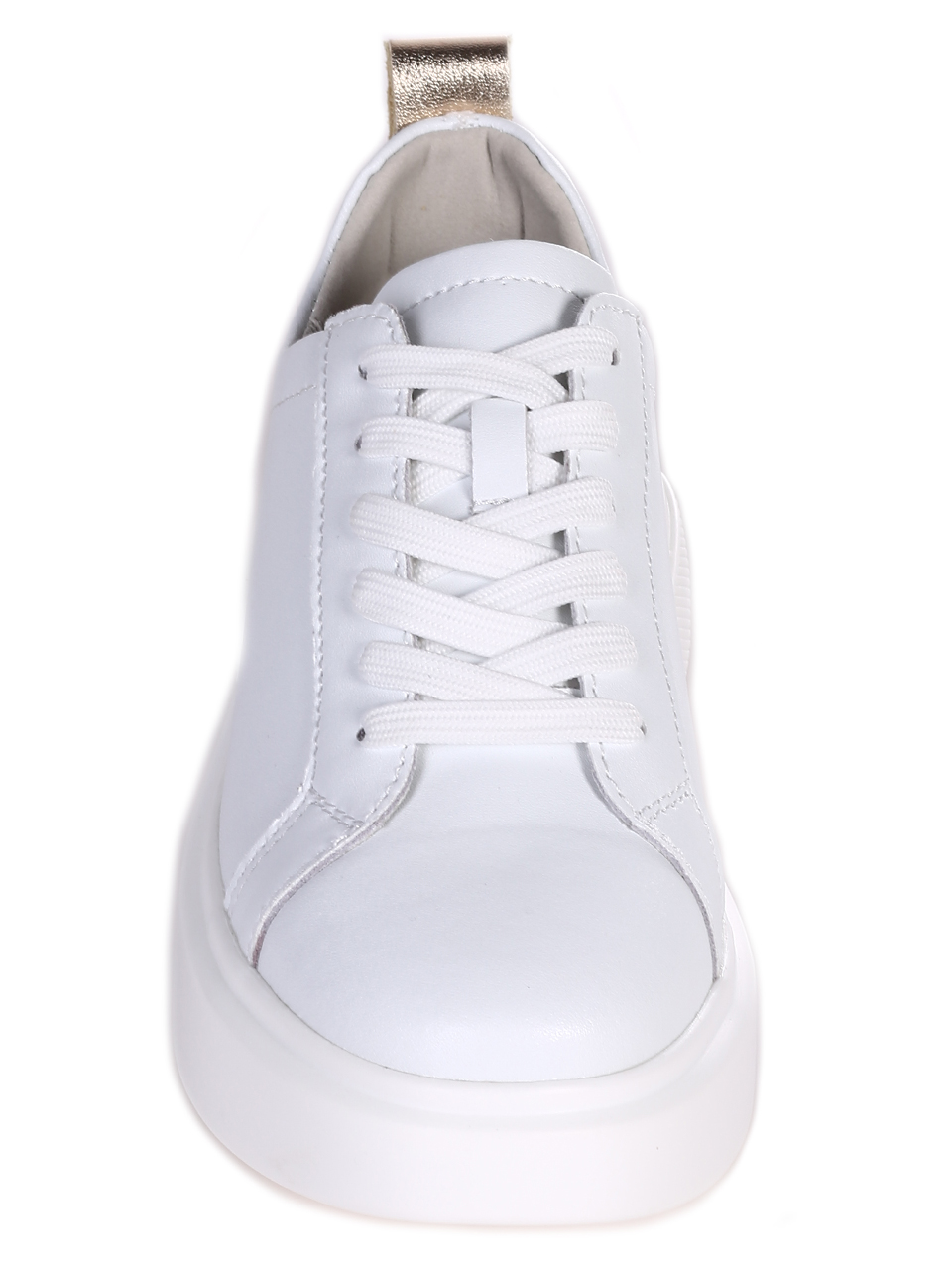 Ежедневни дамски обувки от естествена кожа в бяло 3AF-24098 white/lt.gold