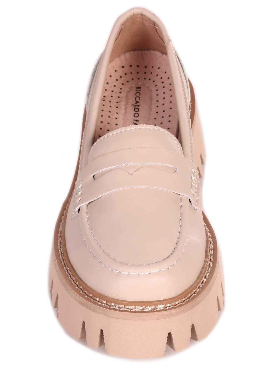Дамски мокасини от естествена кожа в бежово 3AF-24100 beige