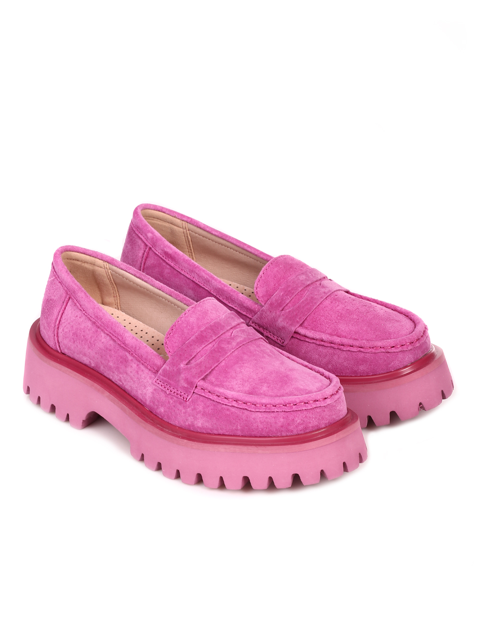Дамски мокасини от естествен велур 3AF-24103 fuchsia(23177)